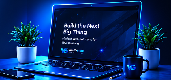 Laptop displaying WebifyStack build the next big thing
