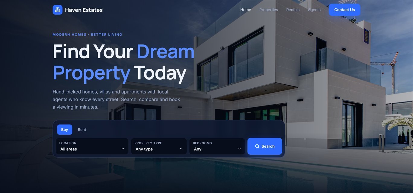 Haven Estates real estate website