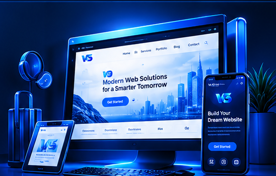 WebifyStack website displayed across desktop, tablet and mobile